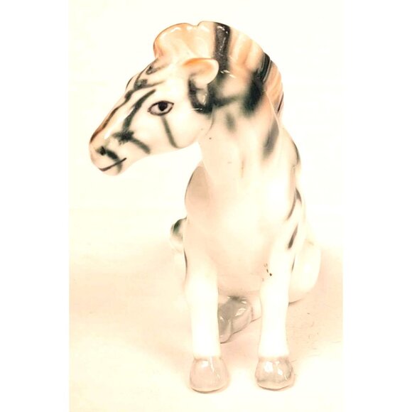 Vintage Ceramic Striped Zebra Figurine 2.5" Tall Collectible Animal - Picture 2 of 6